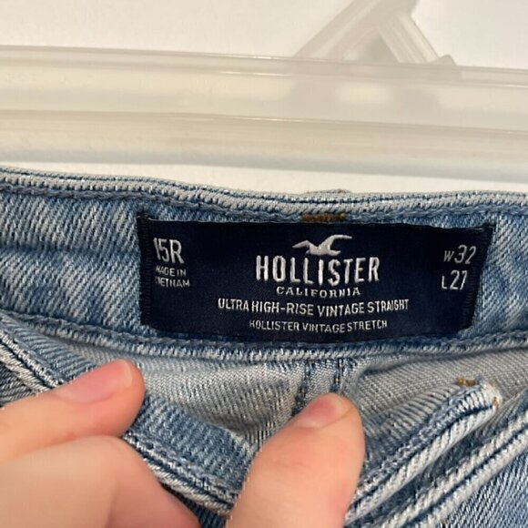 HOLLISTER Ultra High Rise Vintage Straight Jeans Light Wash Cropped Crop Ankle - Picture 6 of 12